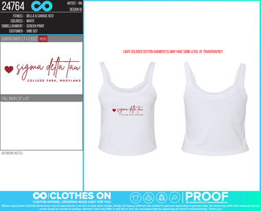 UMD SDT Fall 2026 Spaghetti Strap Tank Tops