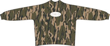 WKU Chi Omega Camo Stitched Patch Oversized Fit YourWay Mockneck