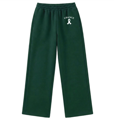 Ribbon Flare Leg Sweatpants – Forest Green