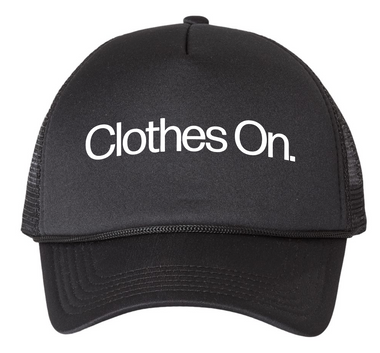Clothes On Embroidered Black Trucker Hat