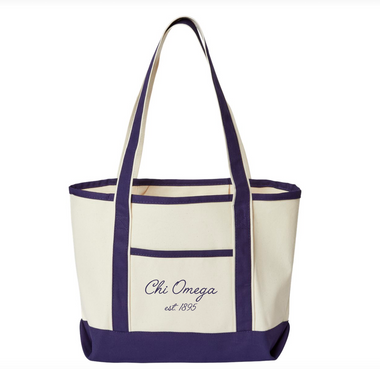 Delaware Chi Omega 2026 Make-A-Wish Medium Navy Tote Bag