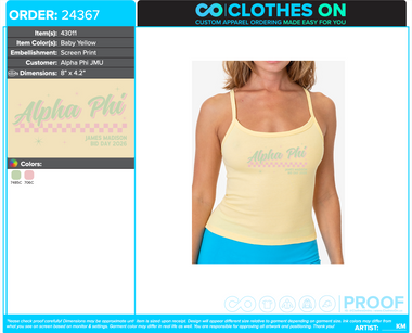 JMU Alpha Phi Spring 2026 Bid Day Tanks