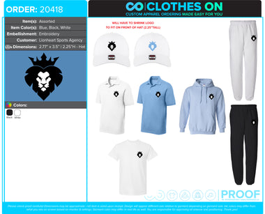 Lionheart Sports Agency Fall 2024 Embroidered Tees, Polos, Sweatpants, Sweatshirts & Sweatpants