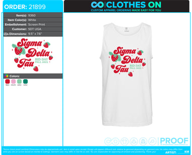 UGA SDT Fall 2025 Bid Day Comfort Colors Tank Tops