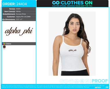 UCONN Alpha Phi Bid Day Tanks Fall 2026