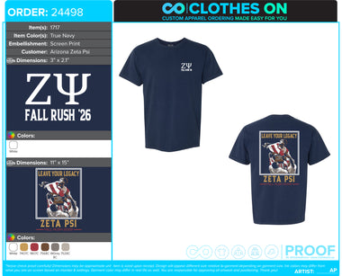 Arizona Zeta Psi Rush Tees Fall 2026