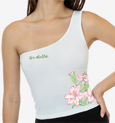 Nevada Tri Delta Full Bloom One Shoulder Top