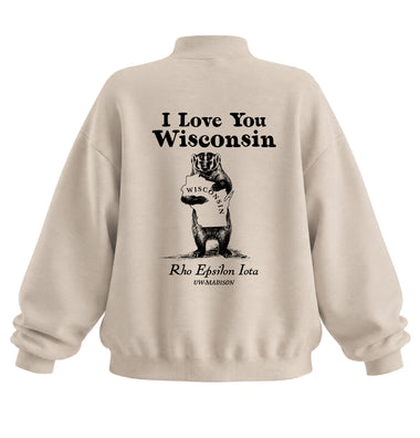 Rho Epsilon Iota I Love You Wisconsin Oversized Fit YourWay Mockneck