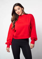 Cropped Mock-Neck Sweatshirt