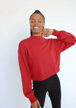 Cropped Mock-Neck Sweatshirt