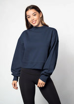 Cropped Mock-Neck Sweatshirt