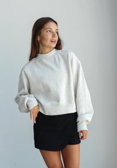 Cropped Mock-Neck Sweatshirt