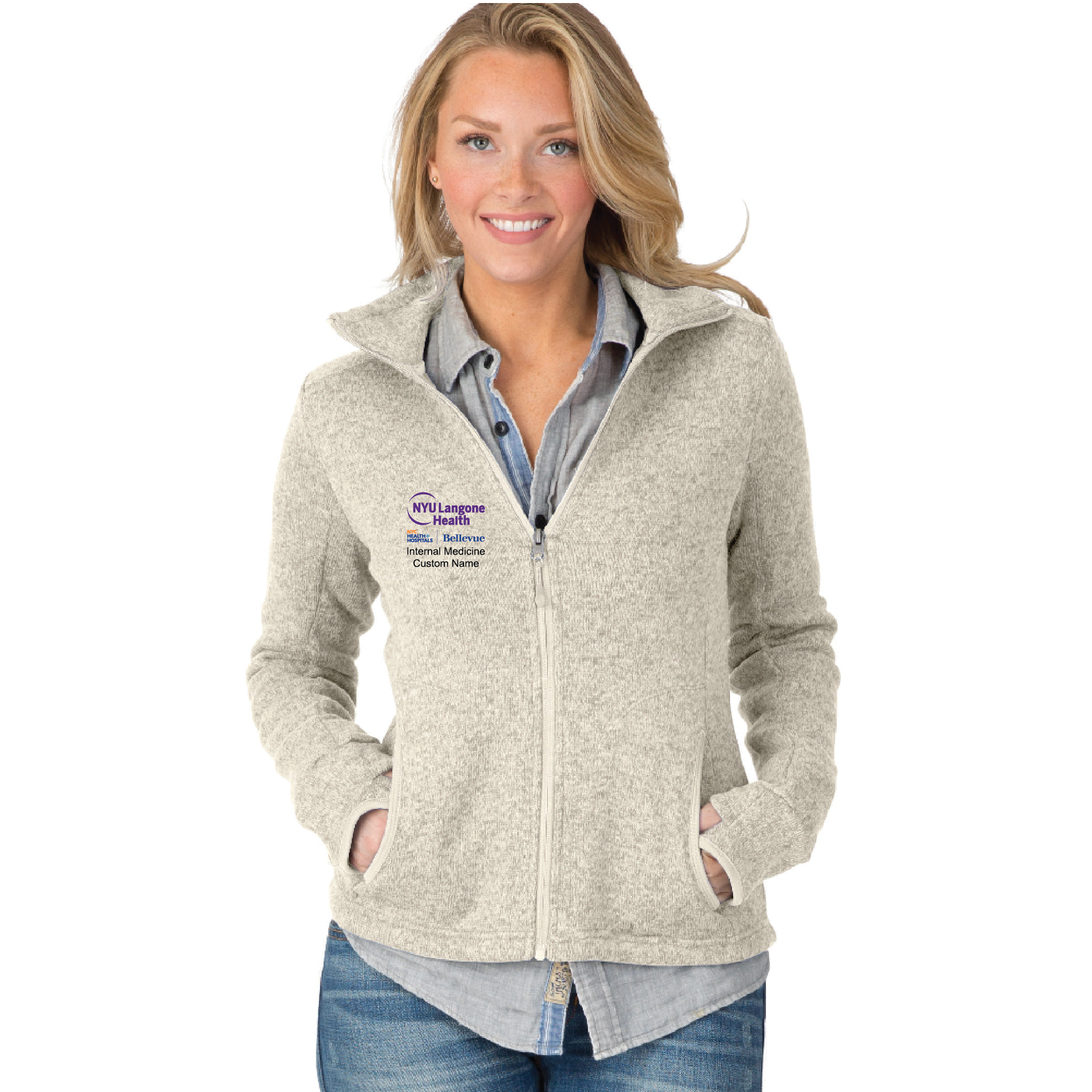 NYU Langone Ladies Charles River Heathered Fleece Jacket
