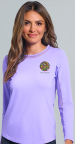 IBKUL Embroidered Women's Long Sleeve Crew Neck with Mesh