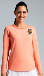 IBKUL Embroidered Women's Long Sleeve Crew Neck with Mesh