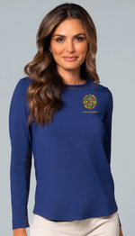 IBKUL Embroidered Women's Long Sleeve Crew Neck with Mesh