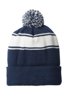 Striped Pom Beanie